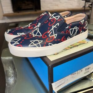 Gucci Navy and Red Slip-On Sneakers